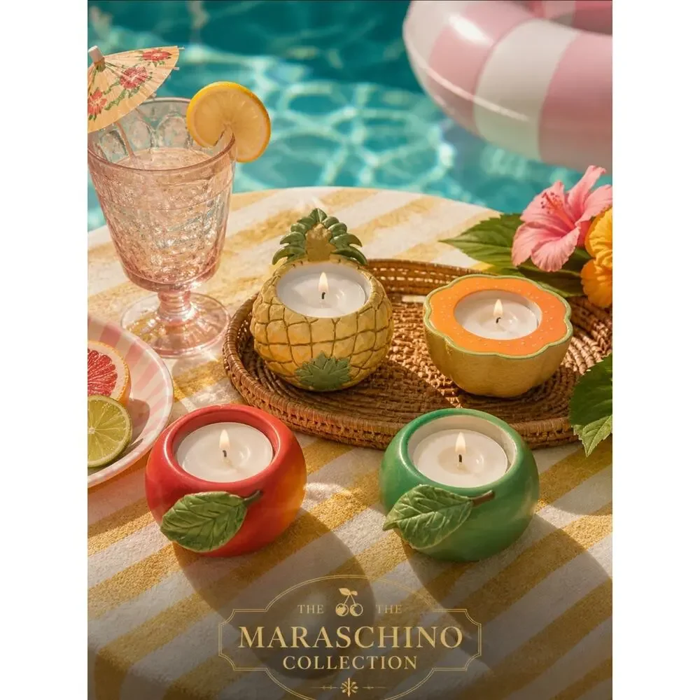 PartyLite Fruit Splash Candle Holder Set Tealight Holders Tropical Summer Decor